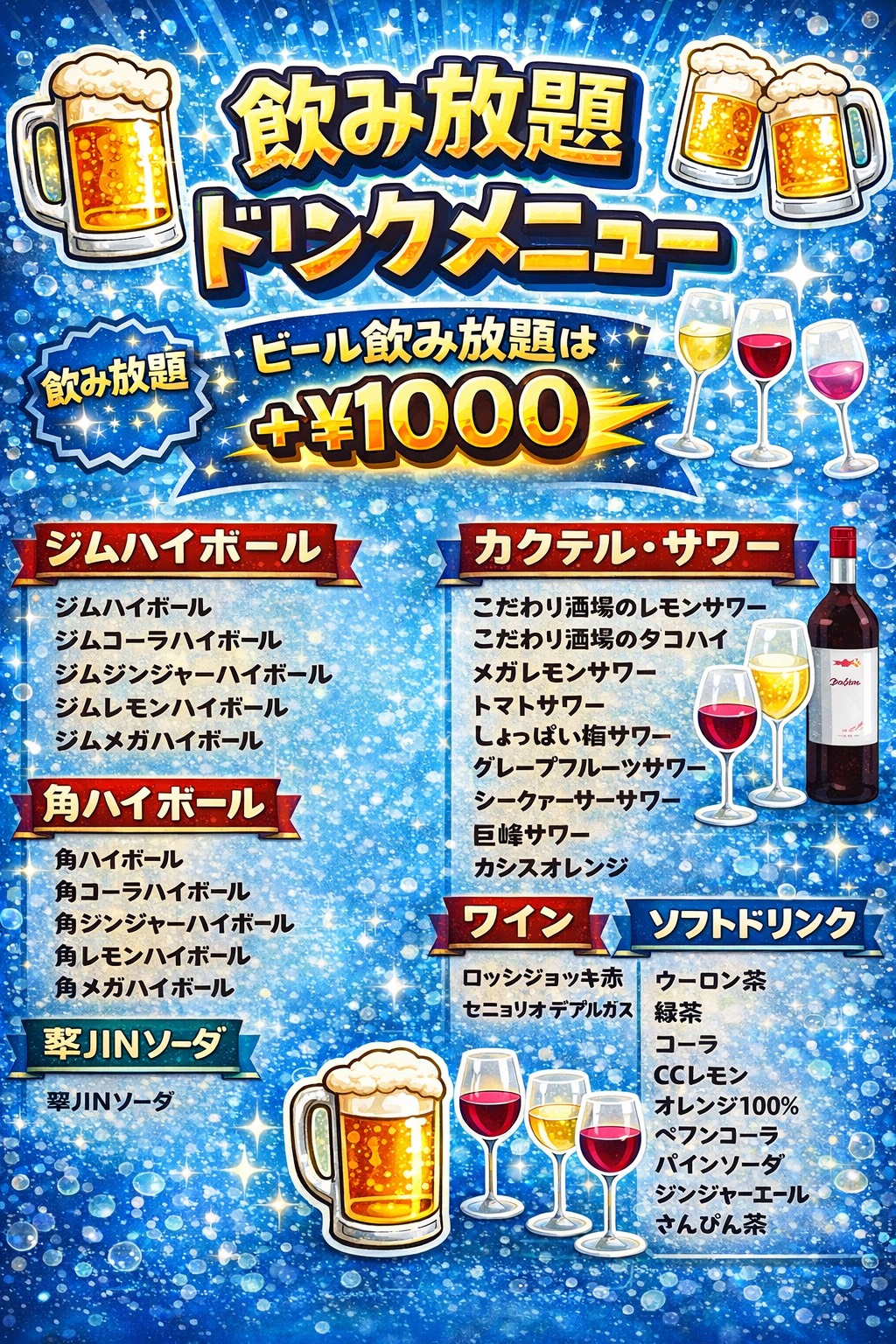 飲み放題メニュー